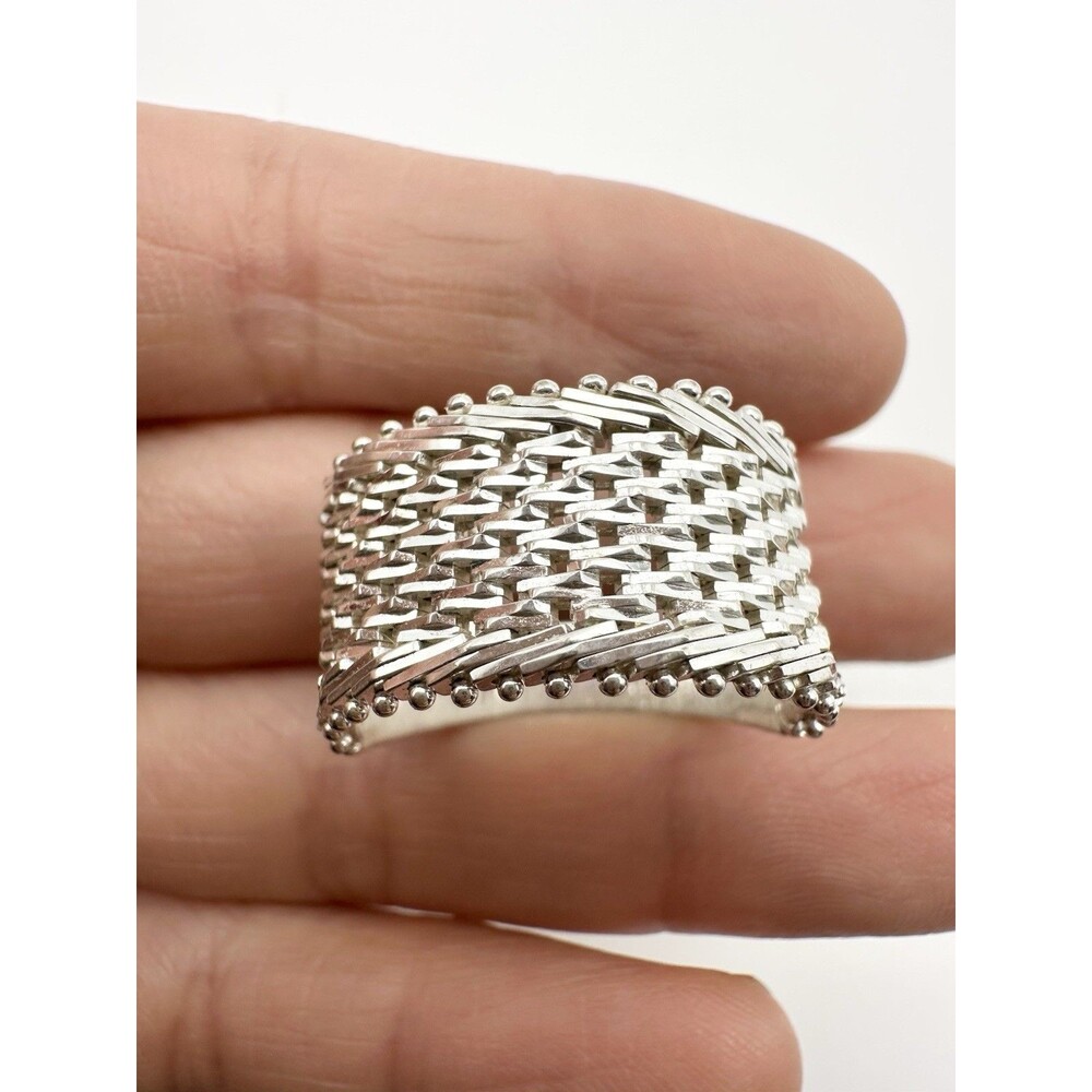 I.S. Mexico 925 Sterling Silver Wide Wheat Band Ring Size 10